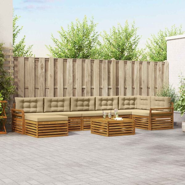vidaXL Outdoor-Sofagarnitur 8 pcs Natur und Beige Massivholz Akazie