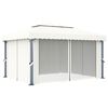vidaXL Pavillon mit Vorhang 4x3 m Cremeweiß Aluminium