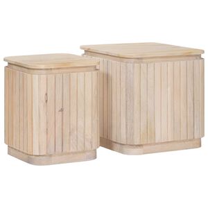 vidaXL Handgefertigtes Beistelltisch-Set 2 pcs Wei&szlig; 45 x 45 x 45 cm