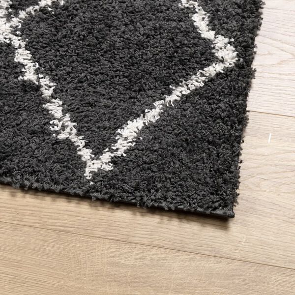 vidaXL Shaggy-Teppich PAMPLONA Hochflor Modern Schwarz Creme 100x200cm