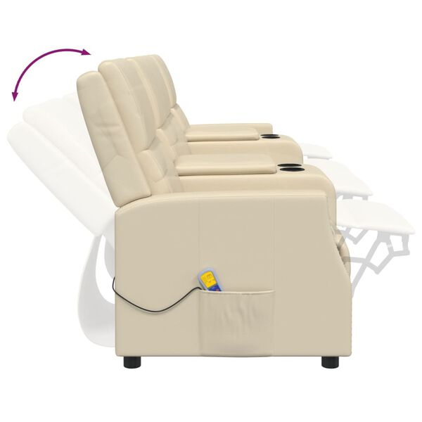 vidaXL 4-Sitzer Massagesessel mit Getr&auml;nkehalter Creme Kunstleder