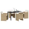 vidaXL Garten Essgruppe mit Kissen 5 pcs Beige Poly-Rattan