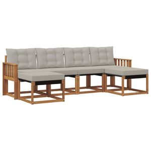 vidaXL Outdoor-Sofagarnitur mit Kissen 6 pcs Nat&uuml;rlich und Hellgrau
