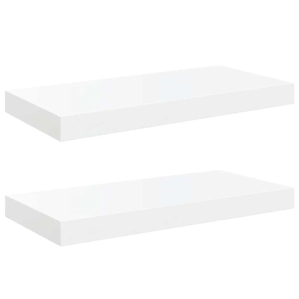 vidaXL Schweberegale 2 Stk. Hochglanz-Wei&szlig; 50x23x3,8 cm MDF
