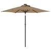 vidaXL Sonnenschirm mit LED und Stahlmast Taupe 225x225x212 cm