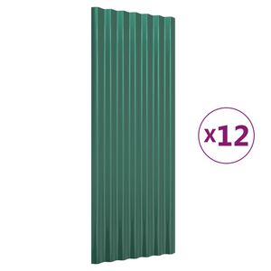 vidaXL Dachpaneele 12 Stk. Verzinkter Stahl Gr&uuml;n 100x36 cm