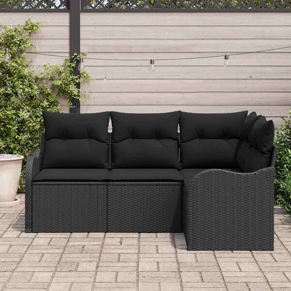 vidaXL Gartensofa-set Schwarz Poly-Rattan