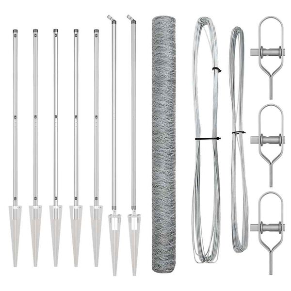 vidaXL Zaunpfosten Silber 10 x 1,5 m (36 mm Netz) Stahl