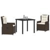 vidaXL Garten Essgruppe 3 pcs Braun Poly-Rattan