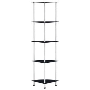 vidaXL Regal mit 5 Ablagen Schwarz 30x30x130 cm Hartglas