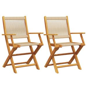 vidaXL Gartenst&uuml;hle 2 Stk. Beige Massivholz Akazie und Polypropylen