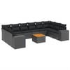 vidaXL 11-tlg. Garten-Sofagarnitur mit Kissen Schwarz Poly Rattan