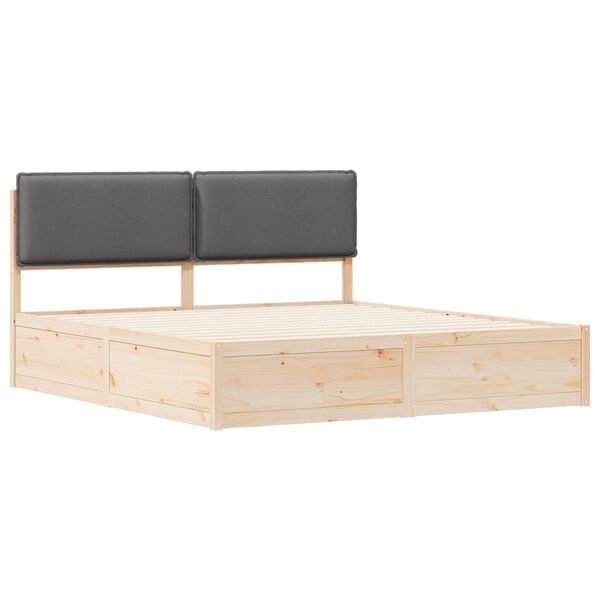 vidaXL Bettgestell mit gepolstertem Kopfteil Dunkelgrau 200 x 200 cm