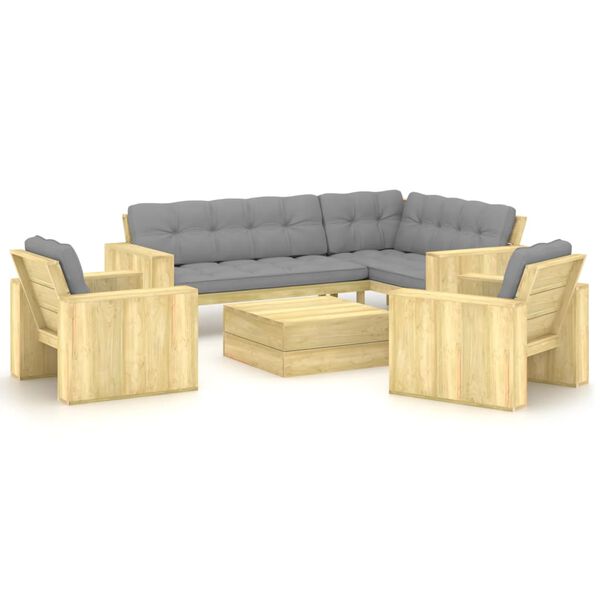 vidaXL 4-tlg. Garten-Lounge-Set mit Kissen Kiefernholz Impr&auml;gniert