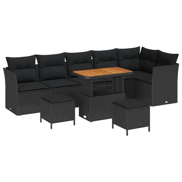 vidaXL Gartensofa-set 9 pcs Schwarz Poly-Rattan