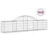vidaXL Gabionen mit Hochbogen 10 Stk. 200x30x40/60 cm Verzinktes Eisen