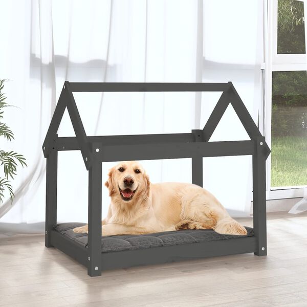 vidaXL Hundebett Grau 81x60x70 cm Massivholz Kiefer