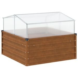 vidaXL Hochbeet mit Gewächshausaufsatz Cortenstahl