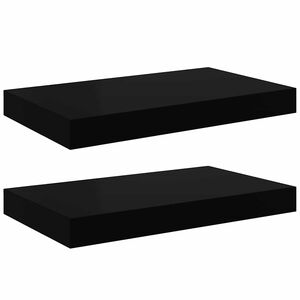 vidaXL Schweberegale 2 Stk. Hochglanz-Schwarz 40x23,5x3,8 cm MDF