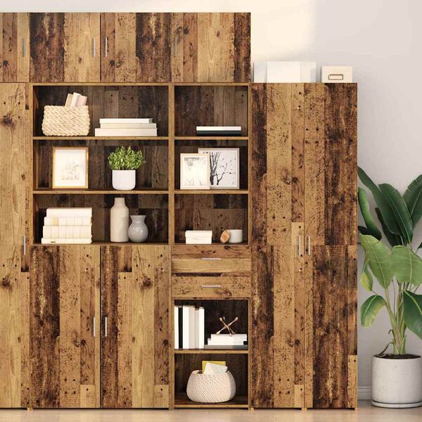vidaXL Highboard Altholz 45 x 42,5 x 185 cm Holzwerkstoff