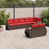 vidaXL 8-teiliges Gartensofa-Set mit Kissen, braun, Polyrattan