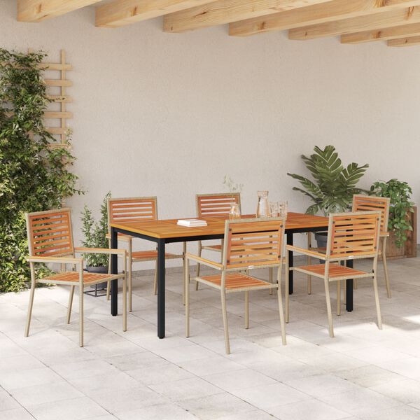 vidaXL Garten Essgruppe 7 pcs Beige und Braun Poly-Rattan