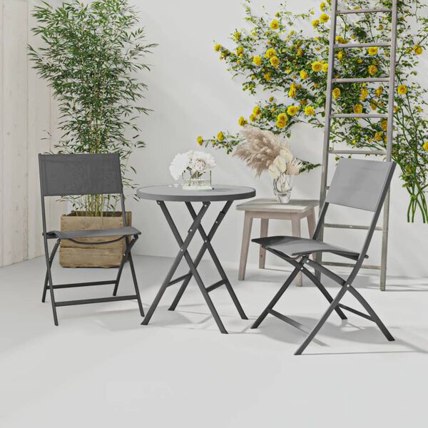 vidaXL 3-tlg. Bistro-Set Klappbar Stahl Grau
