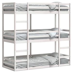 vidaXL Dreifach-Etagenbett Wei&szlig; 75x190 cm Massivholz Kiefer