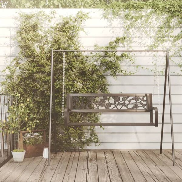 vidaXL Hollywoodschaukel 125 cm Stahl und Kunststoff Schwarz