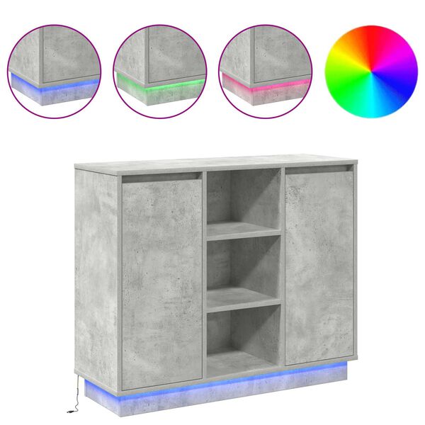 vidaXL LED-Sideboard Beton Grau 90 x 32 x 75 cm Holzwerkstoff