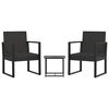 vidaXL 3-tlg. Garten-Lounge-Set mit Kissen Schwarz Poly Rattan