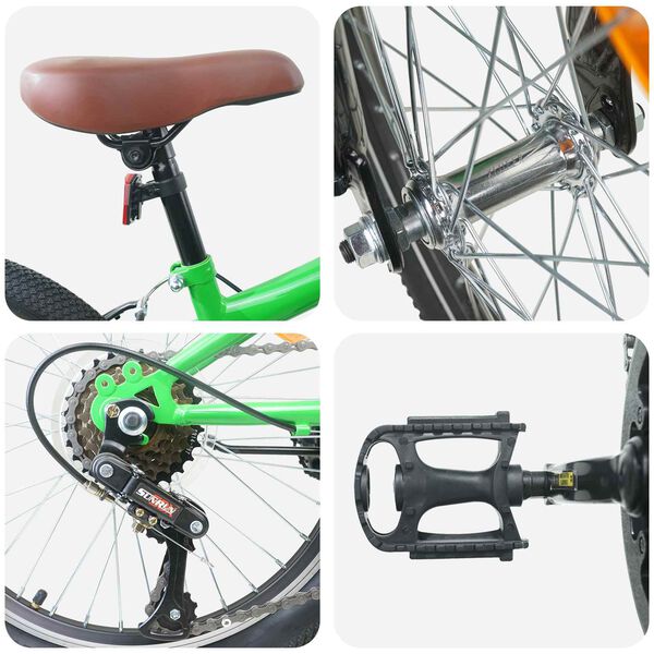 vidaXL Kids Mountain Bike 20 Zoll 6-Speed f&uuml;r 5-8 Jahre alt Gr&uuml;n