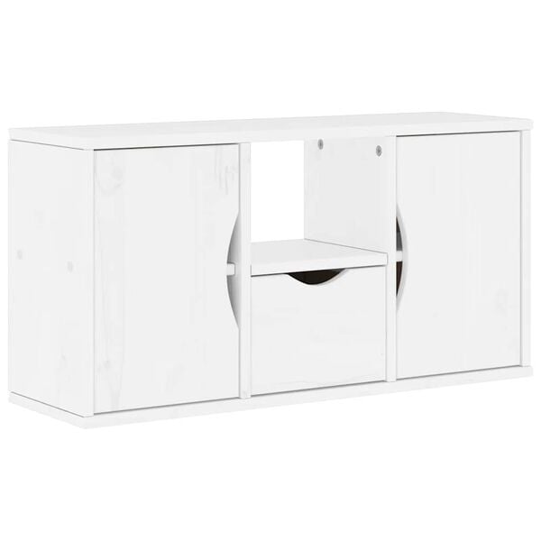 vidaXL TV-Schrank mit Schublade Weiß 79x24x40 cm Massivholz Kiefer