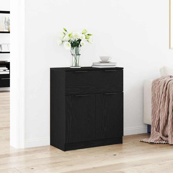 vidaXL Sideboard Schwarz Eichen-Optik 60 x 30 x 70 cm Holzwerkstoff