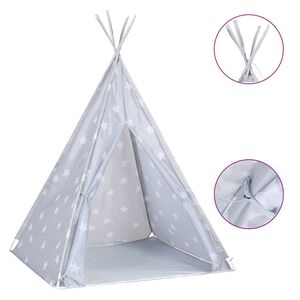 vidaXL Kinder Tipi-Zelt mit Tasche Polyester Grau 115x115x160 cm