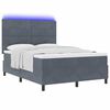 vidaXL LED Boxspringbett mit Matratze Dunkelgrau 140 x 200 cm Stoff