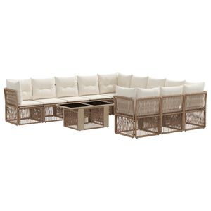 vidaXL Gartensofa-set 12 stk. Beige Poly-Rattan