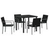 vidaXL Garten Essgruppe 5 pcs Schwarz Poly Rattan