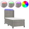 vidaXL Boxspringbett mit Matratze & LED Hellgrau 100x200 cm Samt