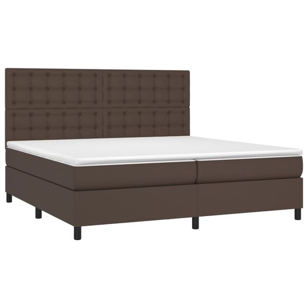 vidaXL Boxspringbett mit Matratze Braun 200x200 cm Kunstleder