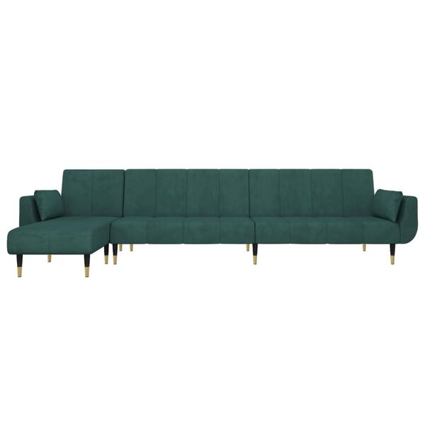 vidaXL Schlafsofa in L-Form Dunkelgr&uuml;n 275x140x70 cm Samt