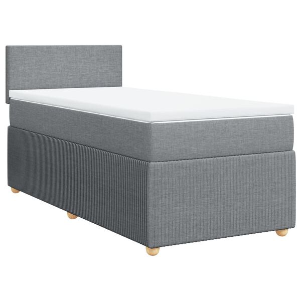 vidaXL Boxspringbett mit Matratze Hellgrau 90x200 cm Stoff