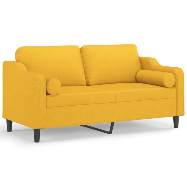 vidaXL 2-Sitzer-Sofa mit Kissen Hellgelb 140 cm Stoff