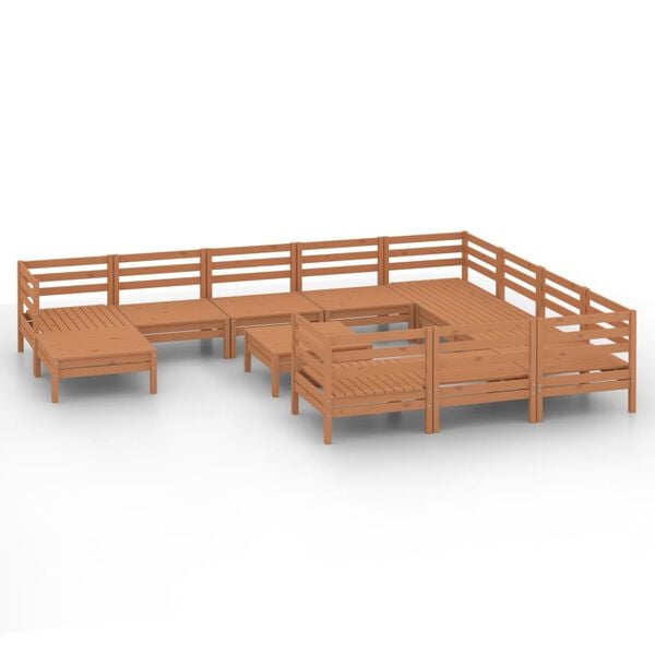 vidaXL 12-tlg. Garten-Lounge-Set Honigbraun Massivholz Kiefer