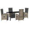 vidaXL Garten Essgruppe mit Kissen 5 pcs Grau Poly-Rattan