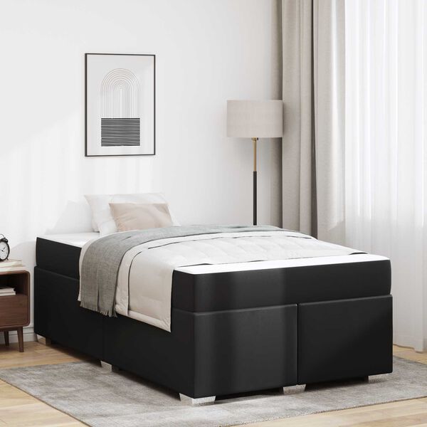 vidaXL Bettrahmen mit Matratze Schwarz 120 x 200 cm Stoff