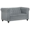 vidaXL Chesterfield-Sofa 2-Sitzer Grau Echtleder