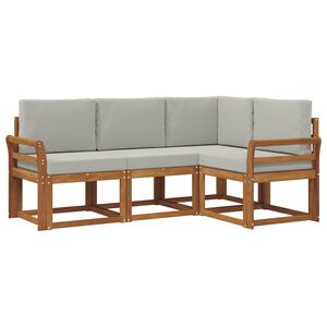 vidaXL Outdoor-Sofagarnitur mit Kissen 4 pcs Nat&uuml;rlich und Hellgrau