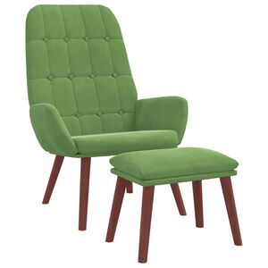 vidaXL Relaxsessel mit Hocker Hellgr&uuml;n Samt