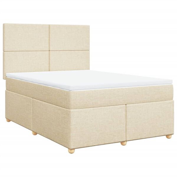 vidaXL Boxspringbett mit Matratze Creme 140x200 cm Stoff